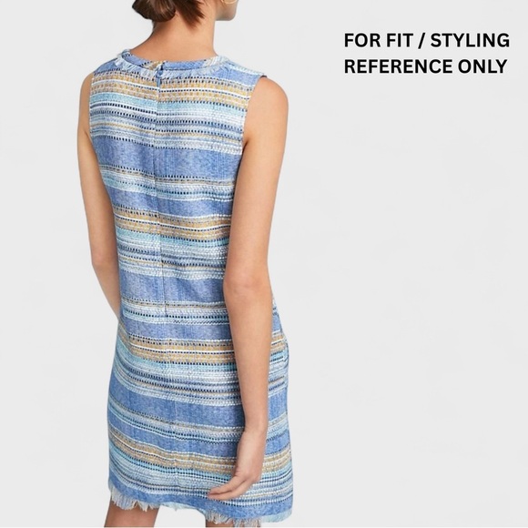 Anthropologie Akemi + Kin Dress Womens Size 12 Sleeveless Blue Striped Shift NWT - Picture 2 of 16